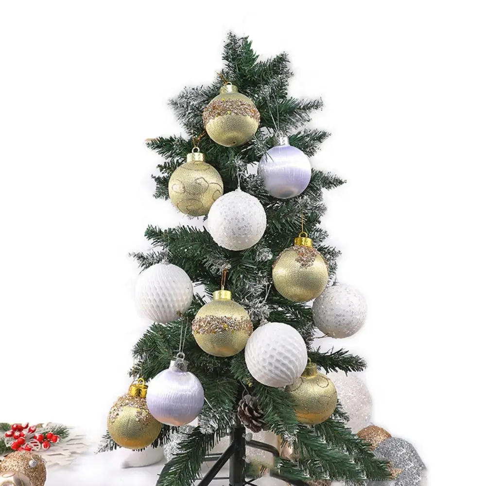 

6pcs DIY Supplies 8CM Christmas Ball Set Painted Delicate Electroplating Ball Waterproof Shatterproof Foam Mesh Ball Home