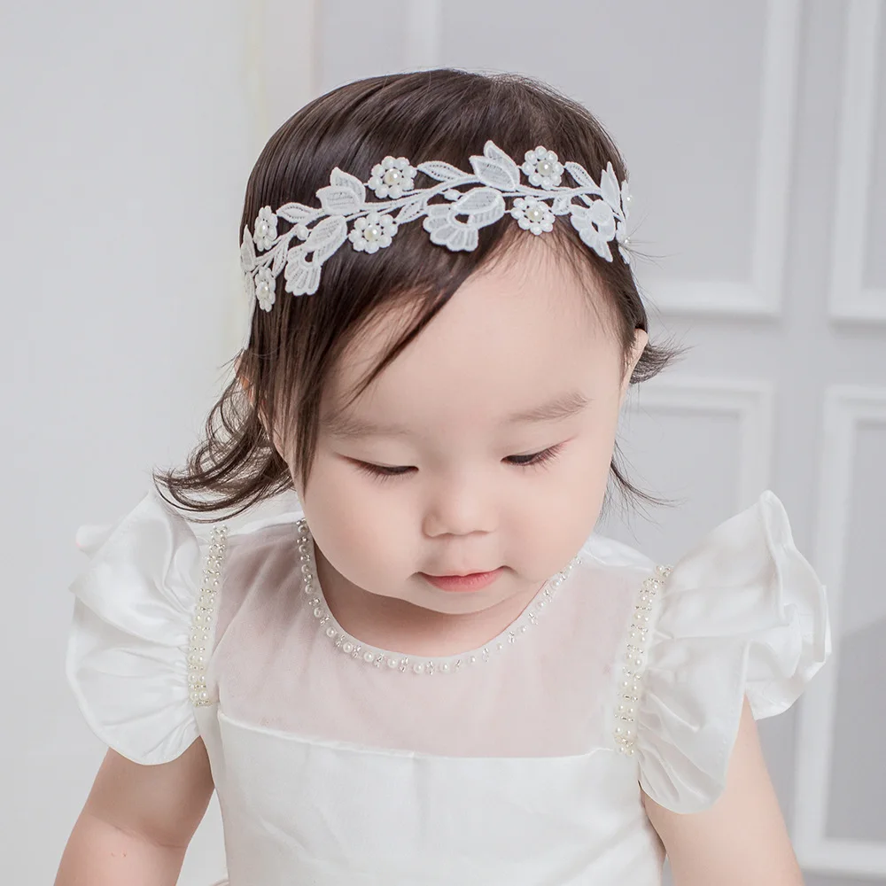 Assorted Good Quality White Lace Garland Hairbands For Girls Baby Teens Sweet Flower High Elastic Nylon Headband Photo Prop