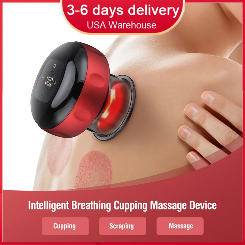 Elektrische Intelligente Atmung Vakuum Schröpfen Körper Zurück Massage Gerät Schaben Physiotherapie Saug Guasha Dosen