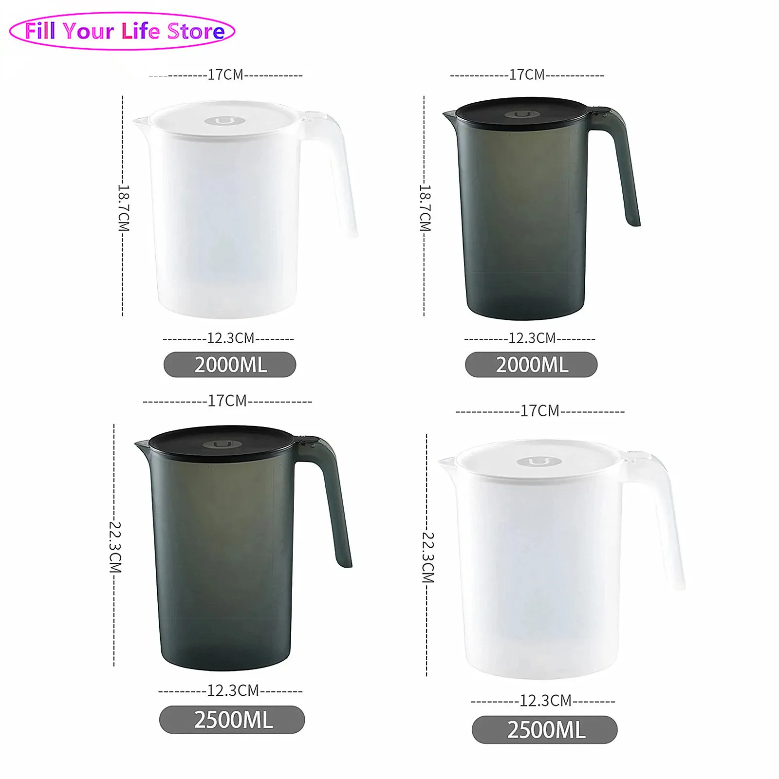 

Plastic Water Jug with Lid Large Capacity Ergonomic Handle Pitcher for Both Iced And Hot Water Ice Tea Juice