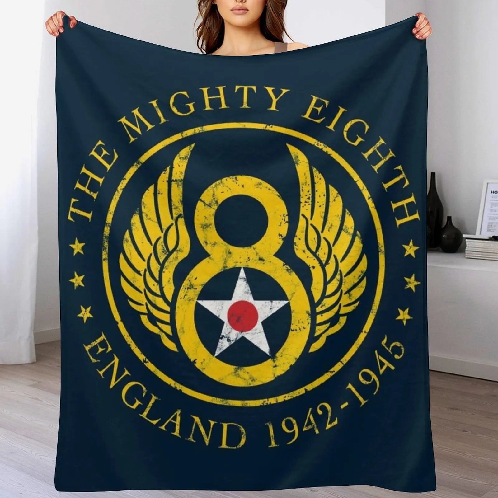 

Mighty Eighth - 8th Air Force Throw Blanket Luxury Brand Designers Soft Plaid Hairys Blankets