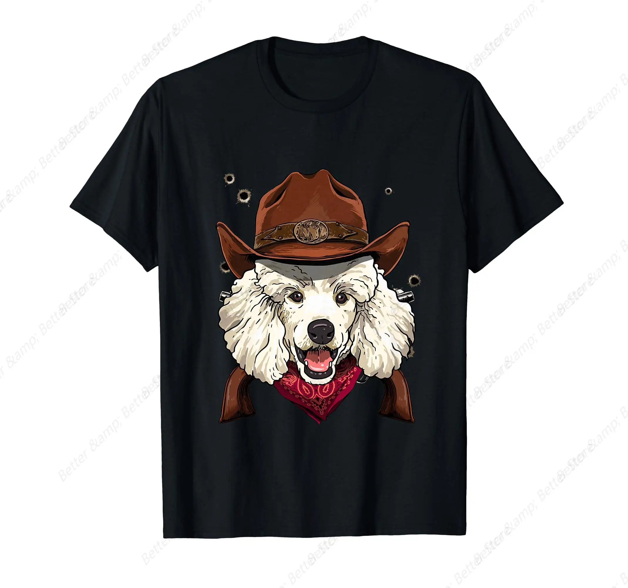 Cowboy Poodle Western Rodeo Cowboy Hat and Bandana Dog T-Shirt