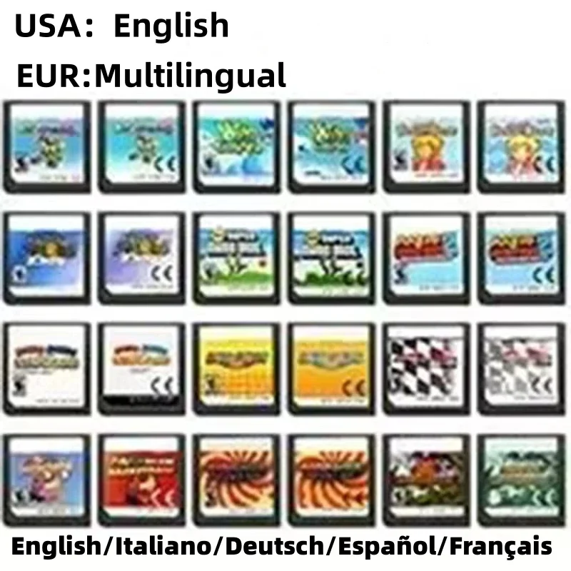 DS Game Card Video Game Console Cartridge Peach Mario Bros Kart Party Yoshis Island Jungle Crossing Time Basketball USA/EUR