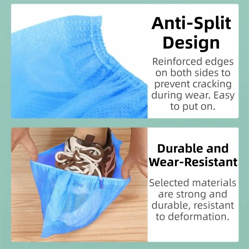 

100 шт. одноразовых нетканых бахил с утолщенной нескользящей подошвой, пылезащитные, прочные, для защиты от грязи