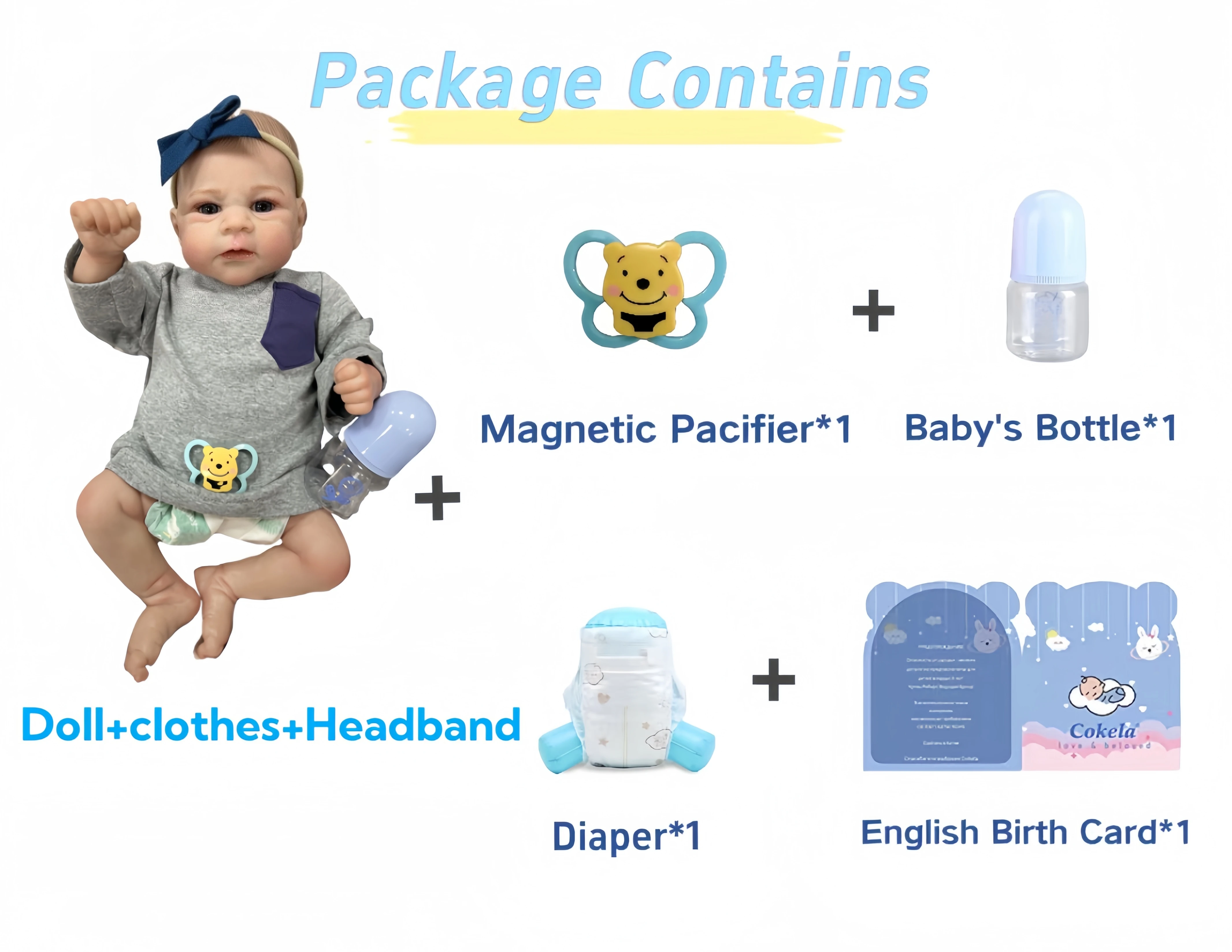 Cokela 19 inch / 48 cm realistische babypop schattige vinylpop echte zachte aanraking kinderspeelgoedpop siliconen herboren baby verjaardagscadeau