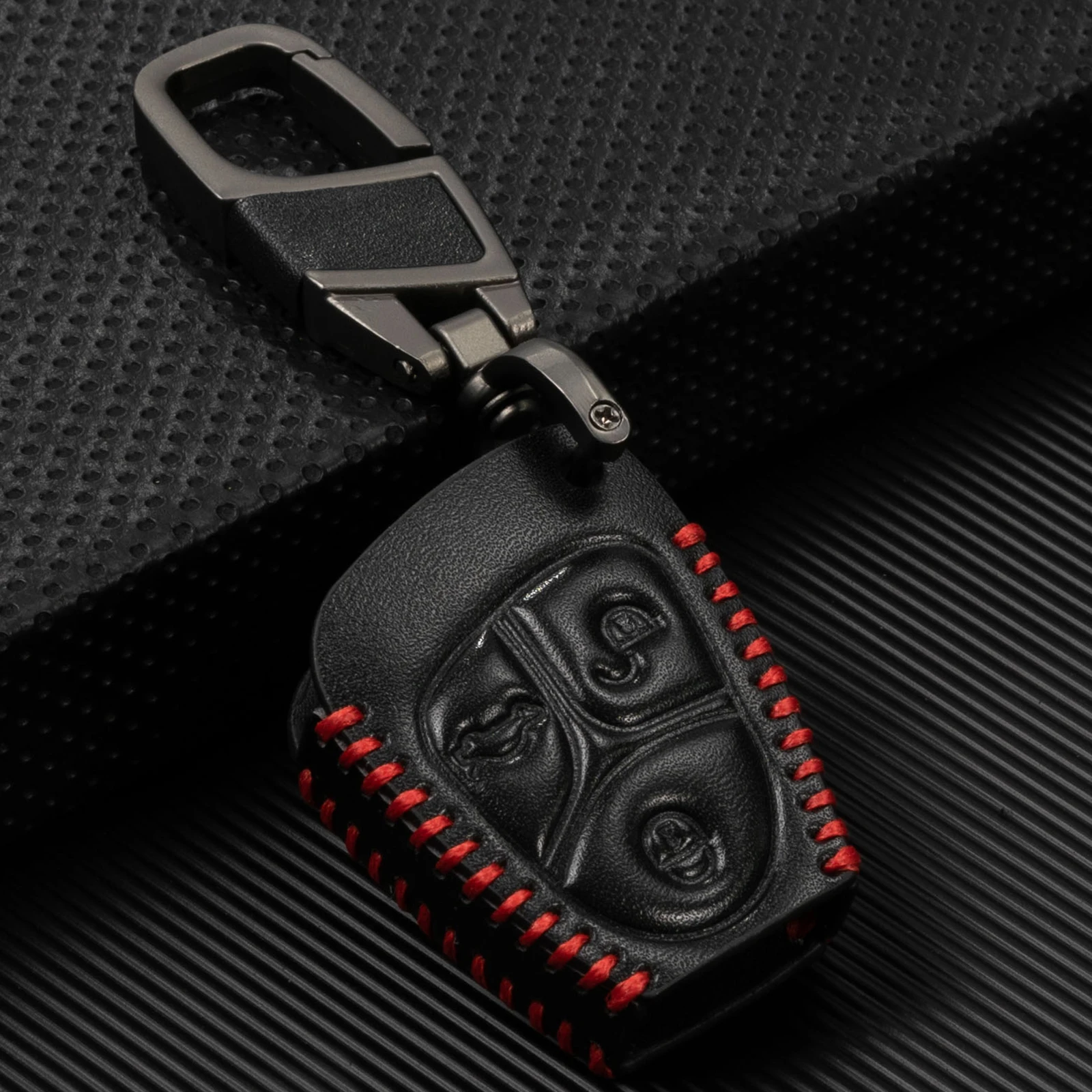 For Mercedes Benz B C E S Class ML CL SL CLS CLK SLK Remote PU Leather Black Key Fob Cover Case Holder Key Chain Ring Auto Parts