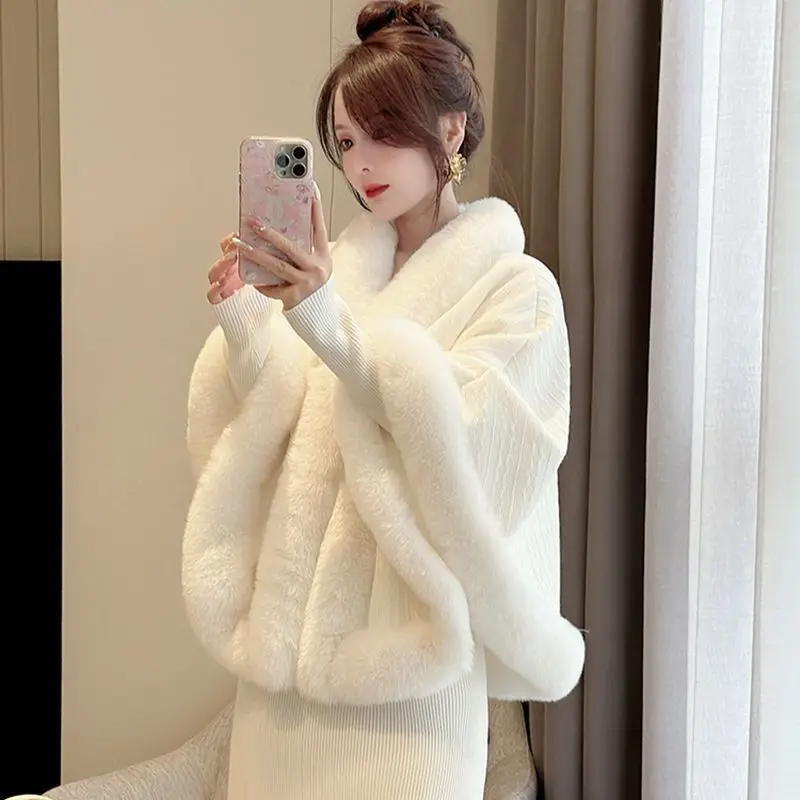 الصين نمط أفخم رشاقته جديد كيب سترة 2025 الخريف الشتاء فو شال فرو معطف الراقية مزاجه شيونغسام خارج الفراء عباءة #3