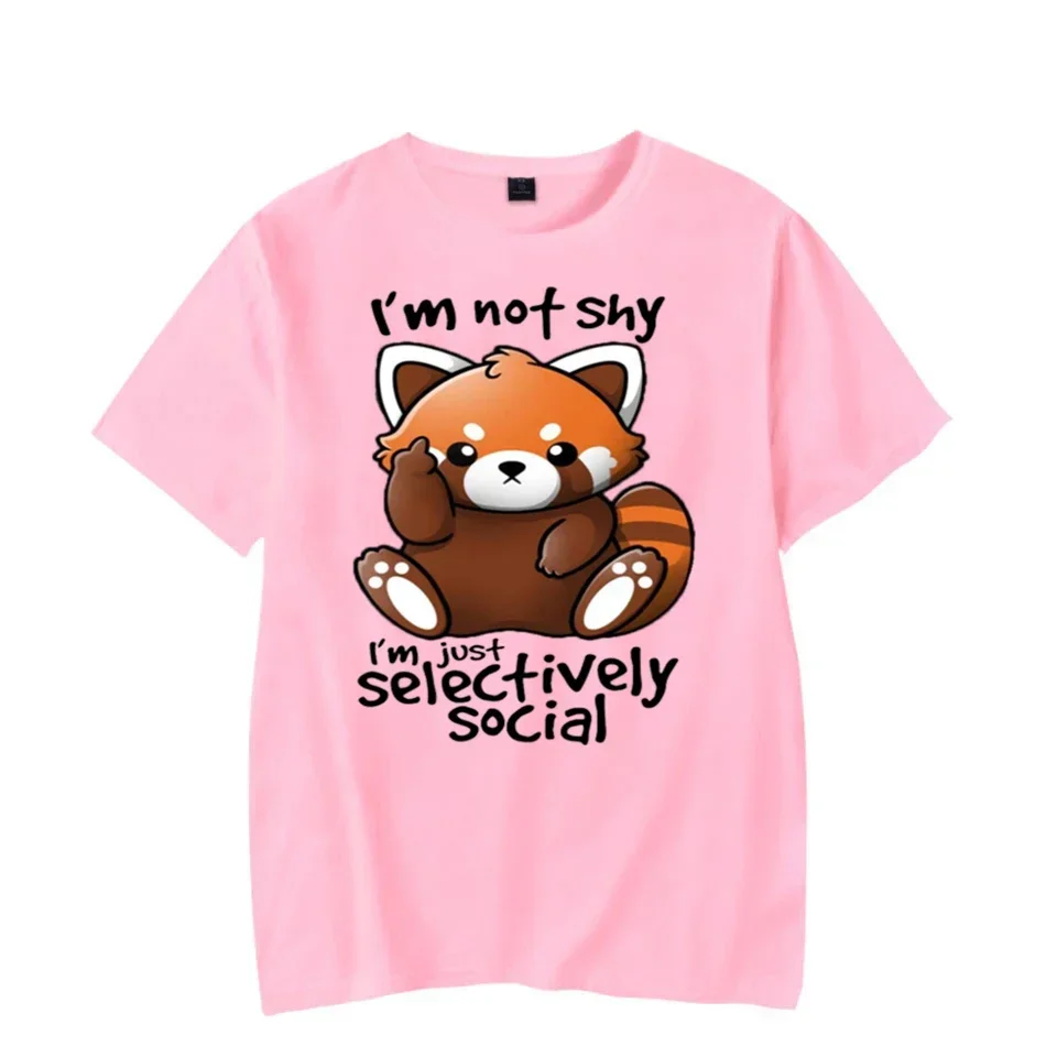 Panda Men Tops I'm Not Shy I'm Just Selectively Social Graphic lnformal Hip Hop Men SummerHarajuku Animal crewneck manga style