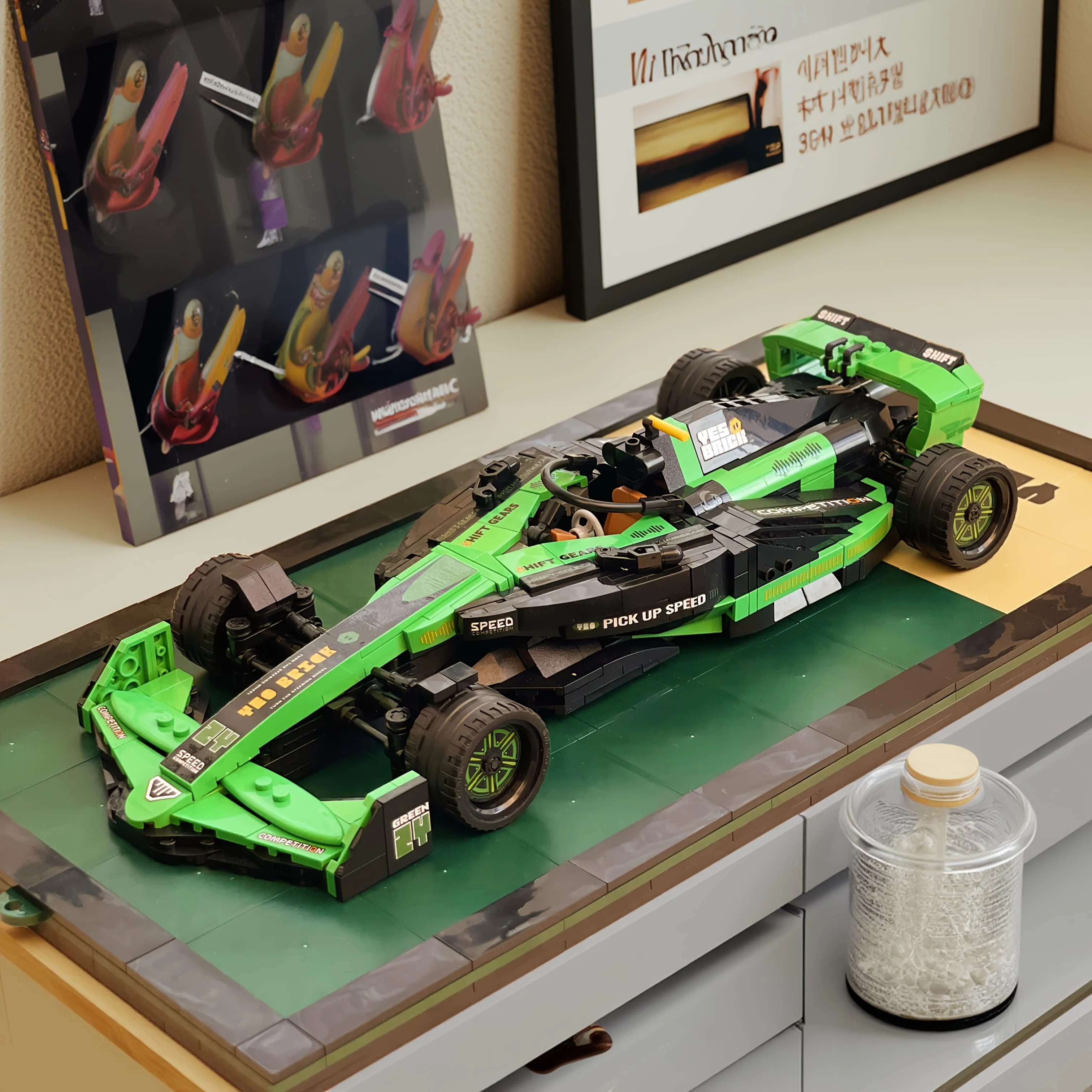 

Green Racing Car Building Block Set, Challenging Puzzle Kit for Adults, Cool Green Color, Easy to Assemble, Perfect as a Gift for Family and Friends on Valentine's Day/Christmas/Halloween/Birthday