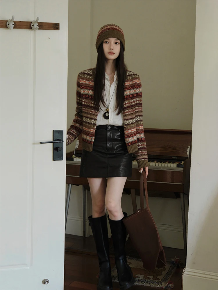 

ChillCozy Nordic Sle Knitted Wool Sweater Cardigan with Hat Thiened Woolen Coat for Women Commute Sle round Ne Long S...