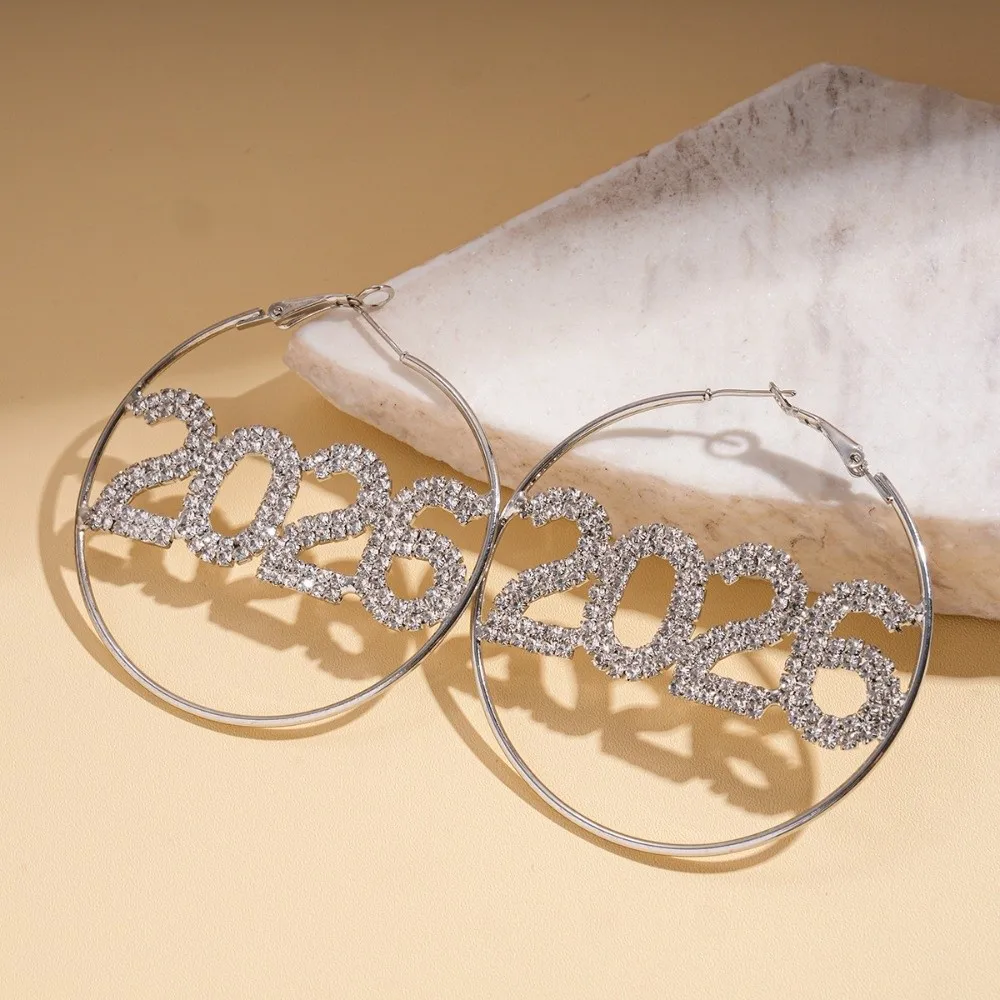 بدلة مجوهرات جمالية عتيقة 2026 مبالغ فيها من حجر الراين أقراط سنة جديدة سعيدة لامعة قطرة طويلة 2026 قلادة عيد الميلاد