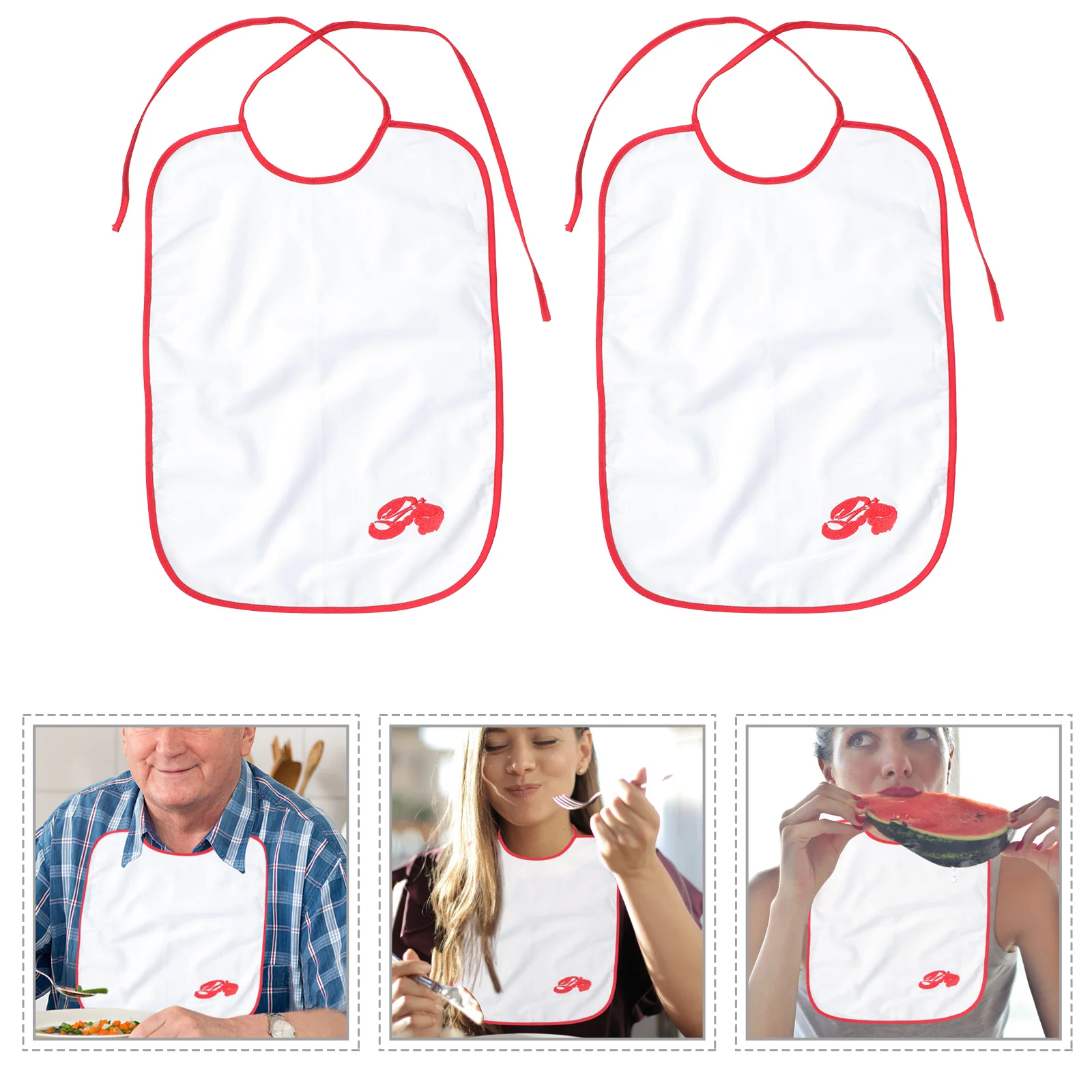 

2pcs Cotton Canvas Adult Bibs Washable Reusable Lightweight Protection For Elderly Seniors Disabled Patients Caregivers Home