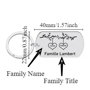 شخصية الفولاذ المقاوم للصدأ اسم العائلة كيرينغ مخصص محفورة عيد الأم عيد الأب الأسرة هدية Ma Jolie Famille