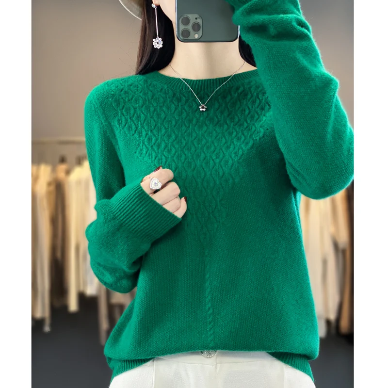 First-line ready-to-wear round neck 100% pure sweater women\'s autumn and winter long-sleeved knitted cashmere sweater pullover b