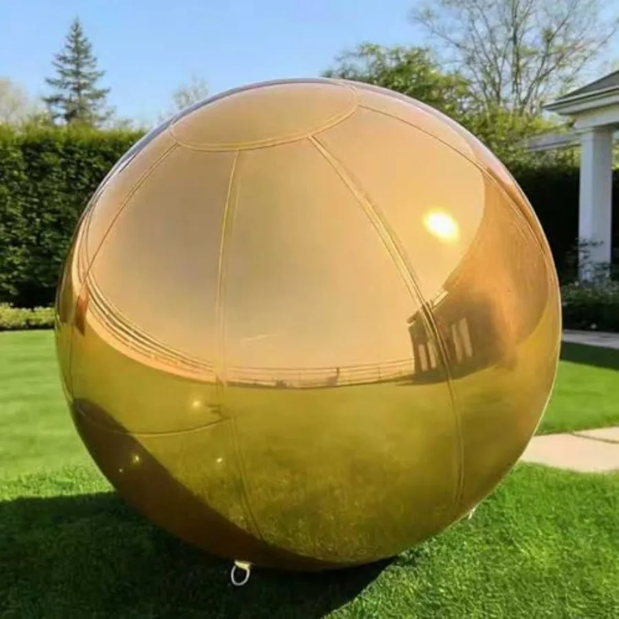 

Gold PVC inflatable mirror ball for party, wedding, Christmas decoration: shiny, large 19.7in hanging standing disco bubble bal