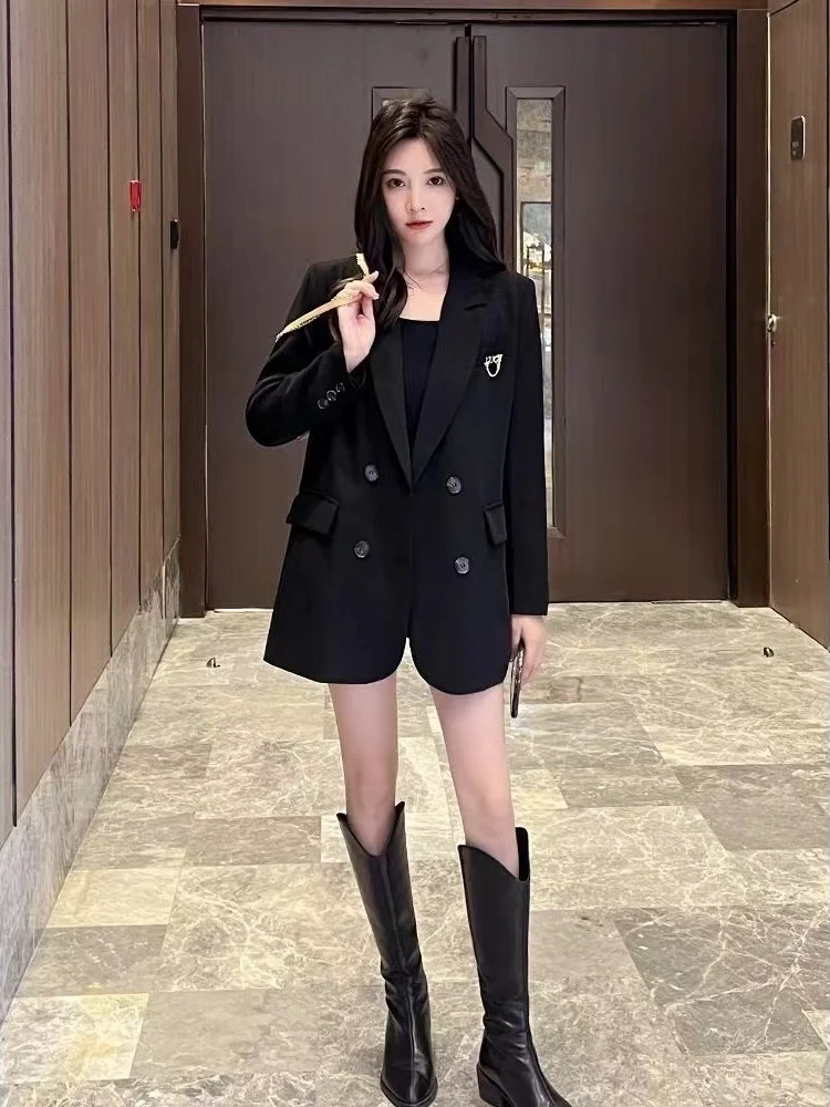 

Women's Loose Fit Spring Autumn Slimming Small Suit Korean Style Commute Casual Polyester Fiber Long Sleeve Button up Cardigan