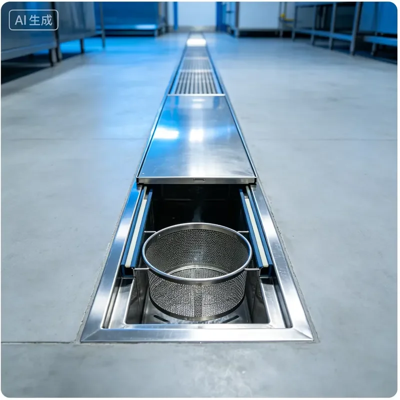 Food Grade 304 Stainless Steel Drainage Ditch Restaurant Meat Processing Plant Floor Trench