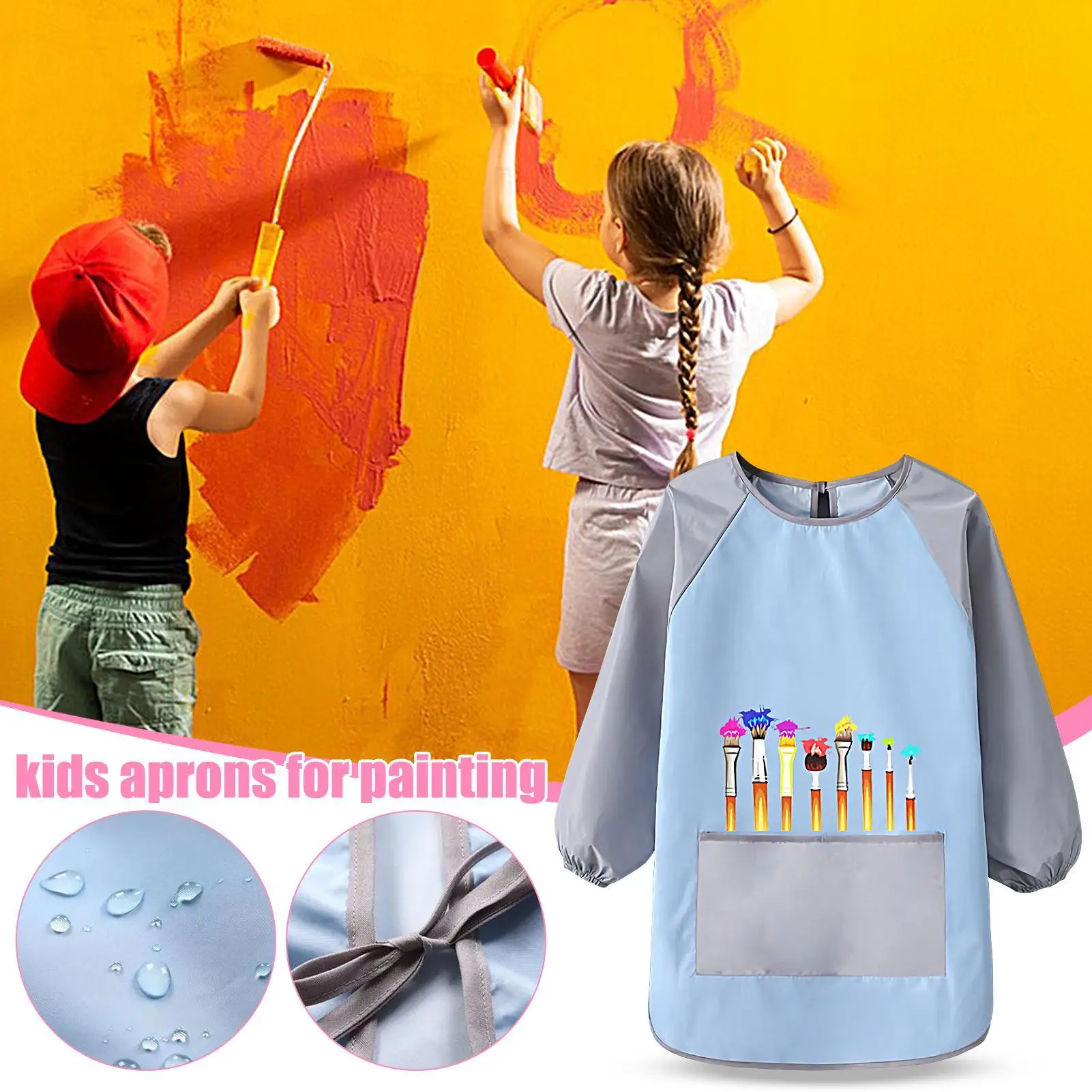 Paint Apron for Kids Waterproof Kids Paint Apron Art Smock Skin Friendly Craft Smock for Kitchen Artist Gardening Arts Preschool
