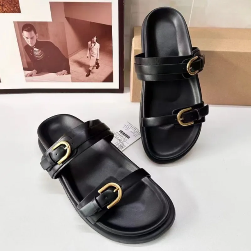 2025 Women's Summer Shoes Casual Platform Leopard Print Outside Beach Shoes for Ladies Open Toe Plus Size Fashion Footwear image 4