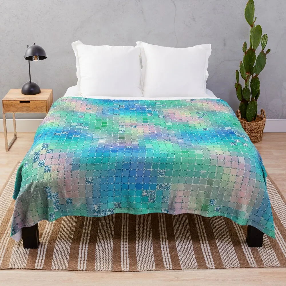 Image of Retro Disco Mirrors Colorful Reflections Geometric Pattern Throw Blanket Luxury Nap Polar Bed linens Blankets