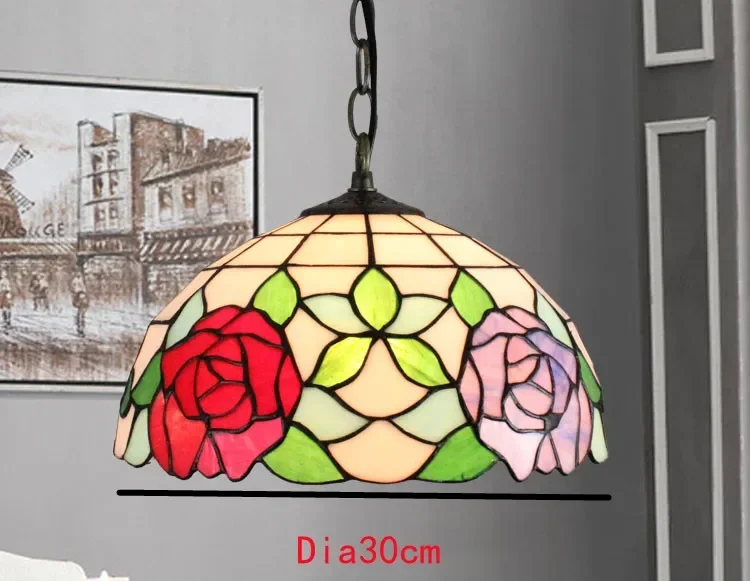 Europese stijl vintage Tiffany gekleurde glazen bar restaurant kroonluchter creatieve glazen lantaarn in landelijke stijl