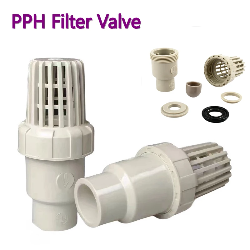 Aquarium Water Tank Filter Valve Inlet Outlet Garden Watering Tube Fitting One Way No-Returned 1PC I.D 25~63mm PPH Bottom Valve