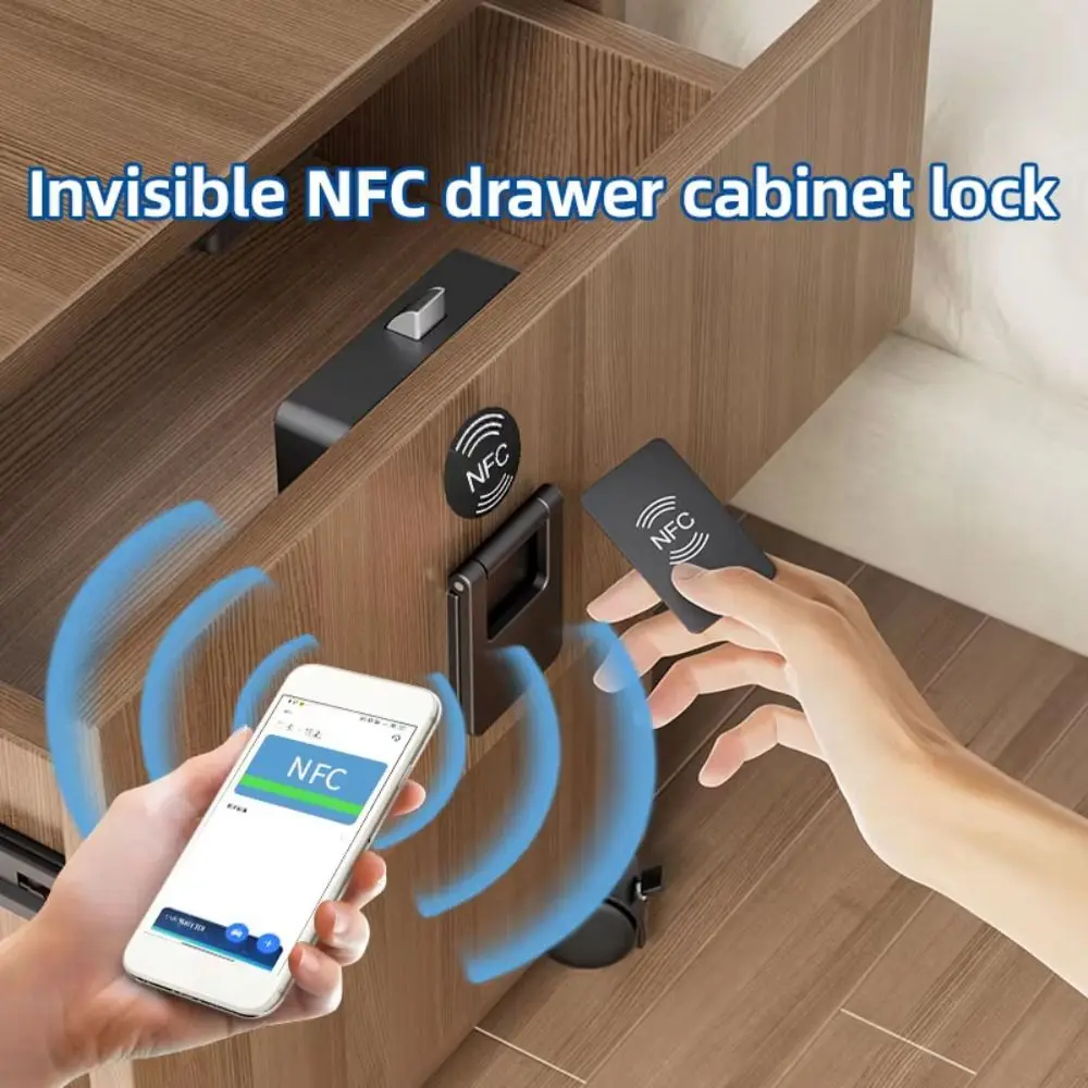 NFC Unlock Smart Cabinet Lock Long Battery Life Invisible Design NFC Smart Lock Remote Unlocking No Drilling Required