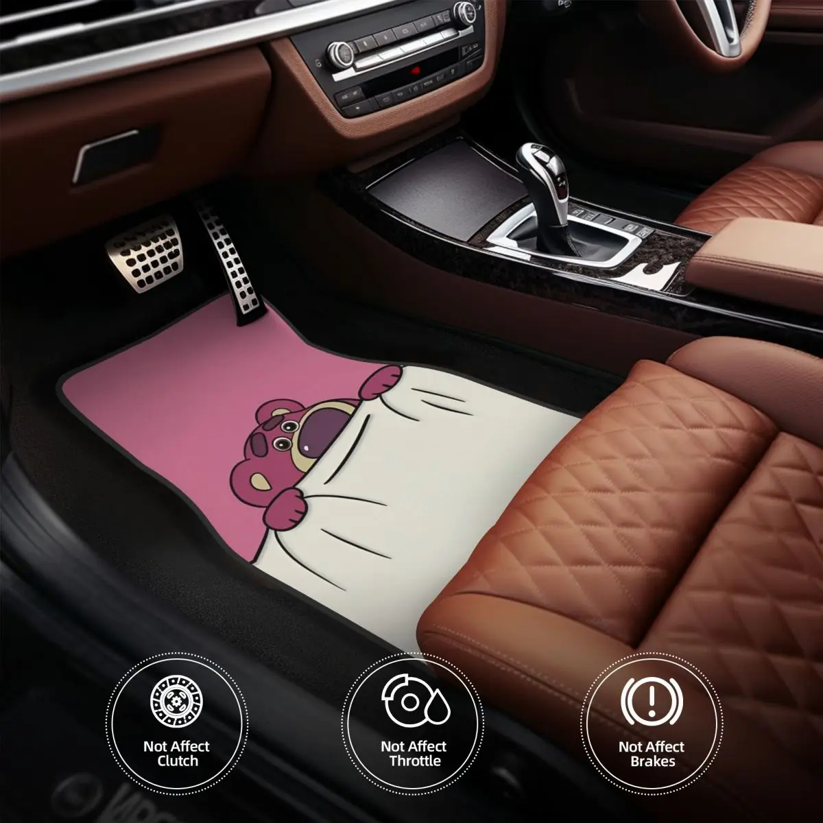 مجموعة سجادة أرضية السيارة من Lotso Pink Bear مكونة من 4 حصيرة أرضية عالمية مضادة للانزلاق مناسبة لشاحنات سيارات الدفع الرباعي