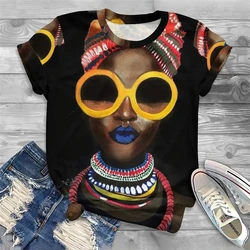 Vintage African Women 3d Print Tshirt Female Fashion Casual O-Neck Graphic T Shirt Ladies Black Face Streetwear Baggy Tops Tees