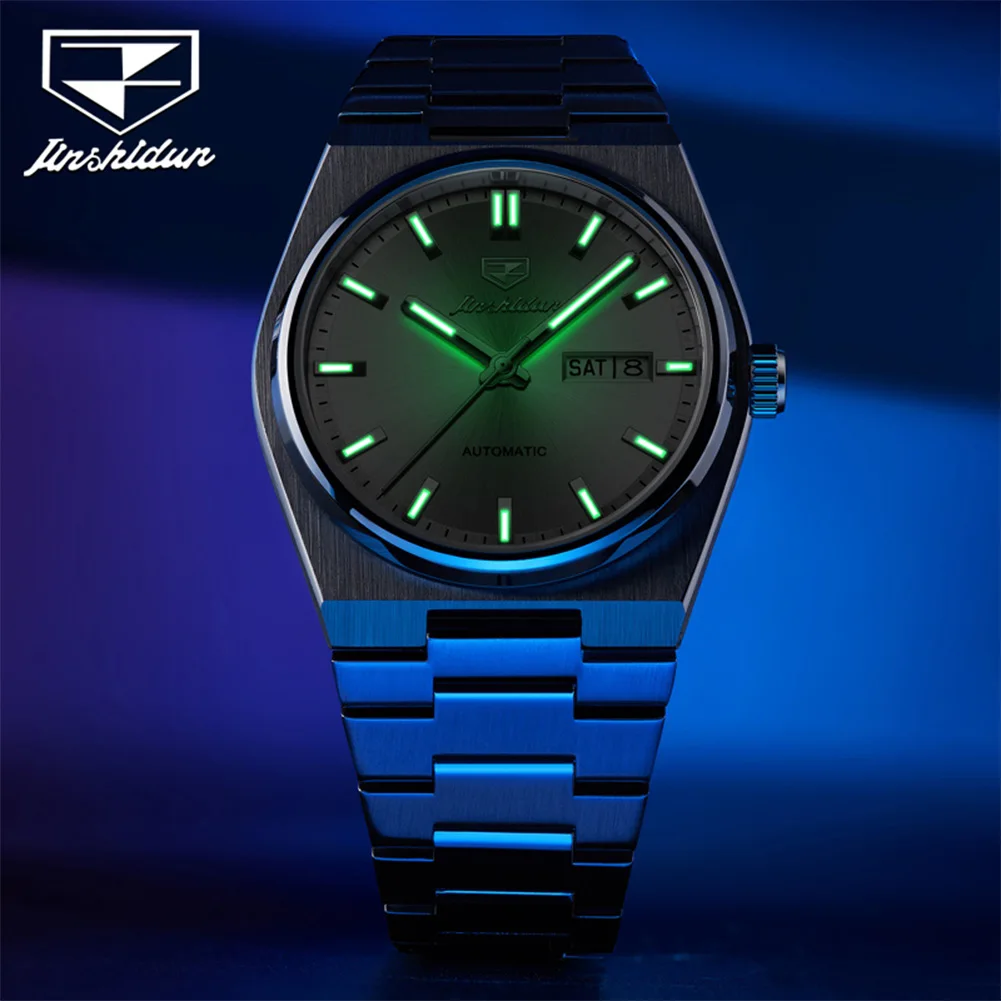 JSDUN 8996 Luxury Automatic Mechanical Watches Men Stainless Steel Waterproof Date Week Business Wristwatch Big Dial Reloj view 3