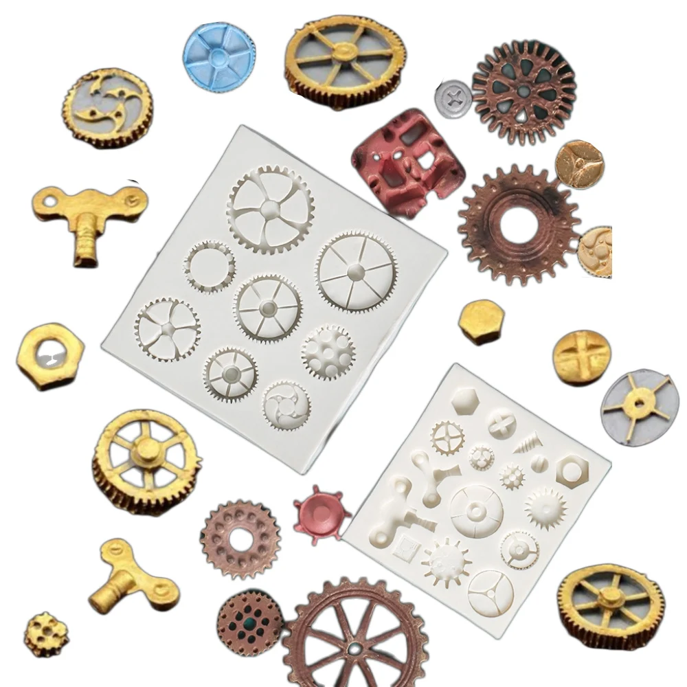 Kinds Steampunk Gear Confeitaria Silicone Mold Mechanical Fondant Cake Mold Cupcake Mould Chocolate Baking Tool Cake Decoration