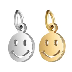 10pcs/lot 7X11.5mm Stainless Steel Small Smile Face Charm Pendant For Women DIY Jewelry Making Charms Wholesale