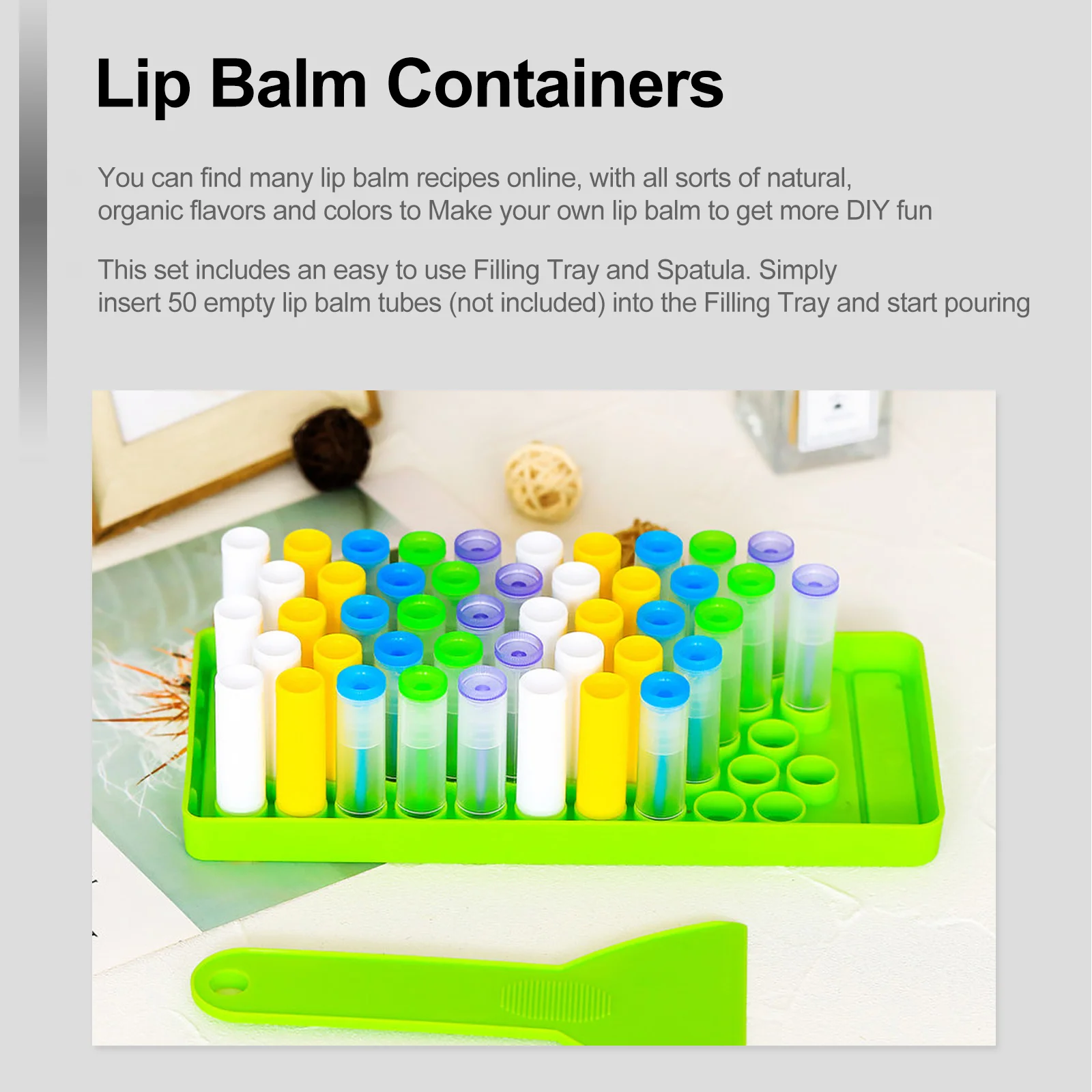 Lip Balm Crafting Kit 5 Filling Tray Lip Balm Containers with Spatula