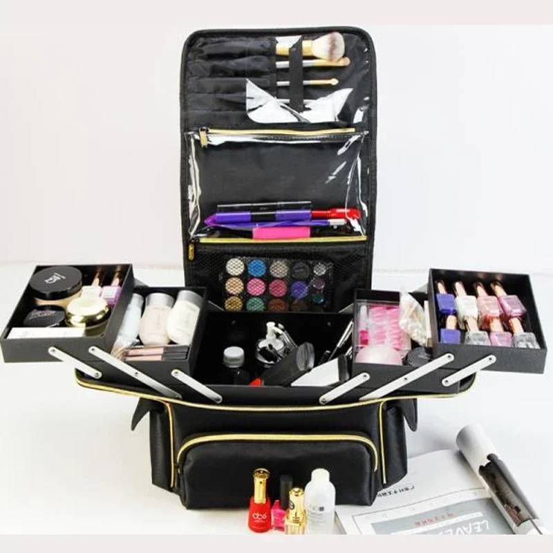 

2024 New Brand Makeup Box Artist Professional Beauty Cosmetic Cases Make Up Bag Tattoo Nail Multilayer Toolbox Storage Organizer