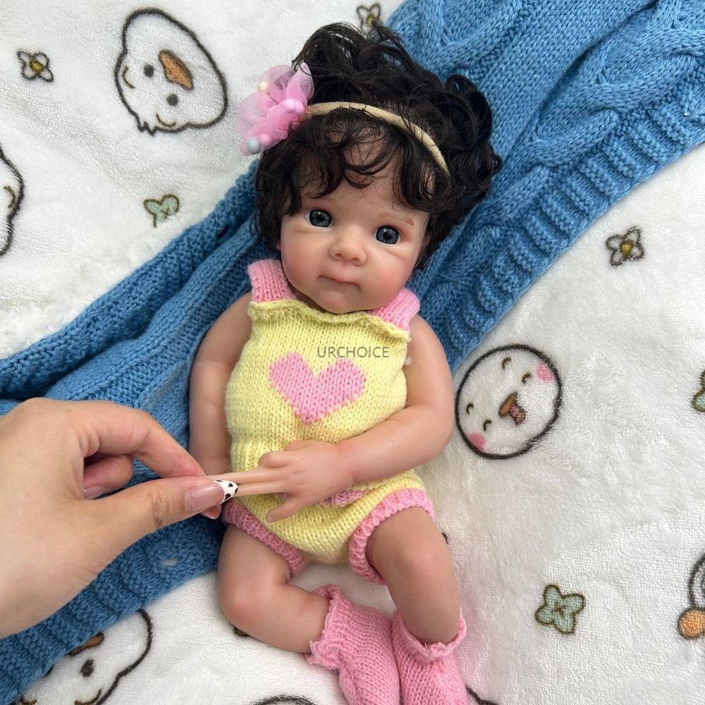 Mini 12 Zoll Baby Mädchen Bettie mit verwurzelten Haaren Vollweiche Silikon Reborn Puppe Realistische Entzückende Waschbare Puppe Spielzeug Weihnachtsgeschenk