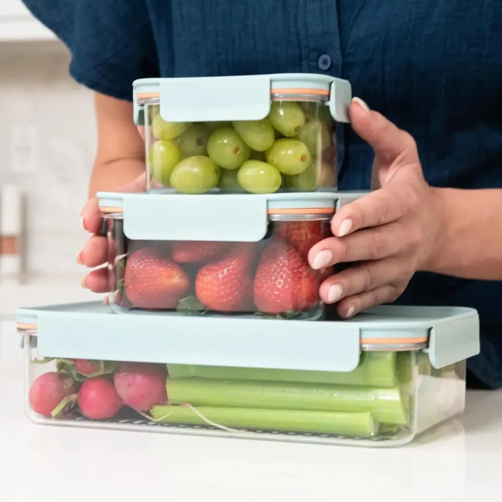 14-Piece Modular Food Storage Container Set - Airtight, BPA-Free, Microwave & Dishwasher Safe - Mint Color