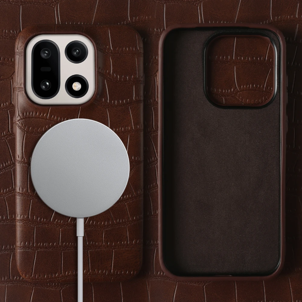 

Luxury Business Leather Magnetic Phone Case for Magsafe OnePlus 15 13 13R 13S 13T 12 12R 11 11R 10R Wireless Charge Cover