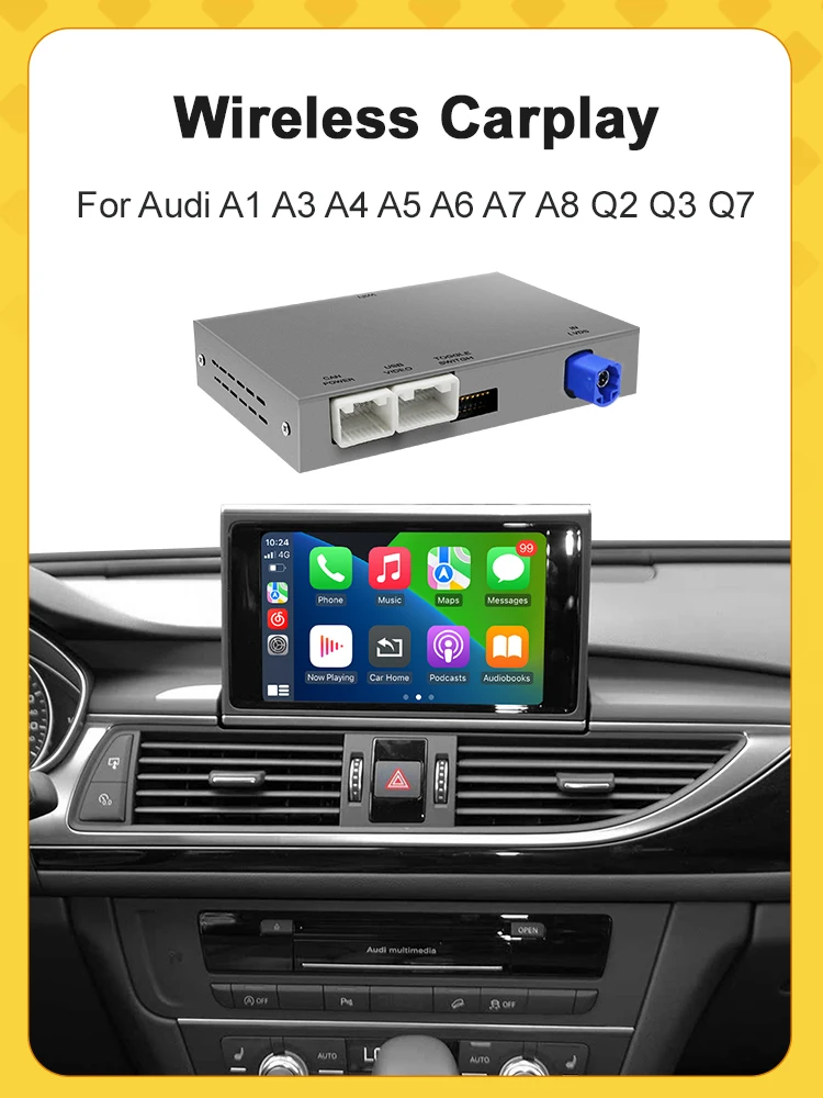 AUTOABC Wireless Carplay Android Auto Interface für AUDI A6 A7 C7 HN RMC MHI mit Mirror Link AirPlay AUX BT Auto-Modulbox