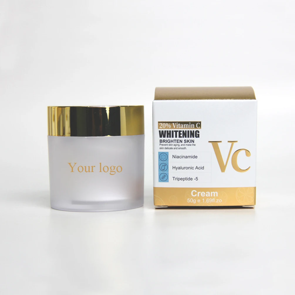 Etichetta privata 20% VC Crema viso Logo personalizzato Idratante Idratante Vitamina C Prodotto per la cura della pelle Trucco Commercio all'ingrosso Facile da usare