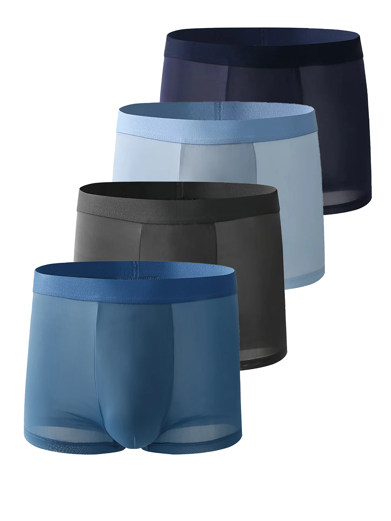 

4 шт. мужское ультратонкое нижнее белье однотонное гладкое мягкое дышащее ткань модные повседневные бесшовные мужские брюки с плоскими углами