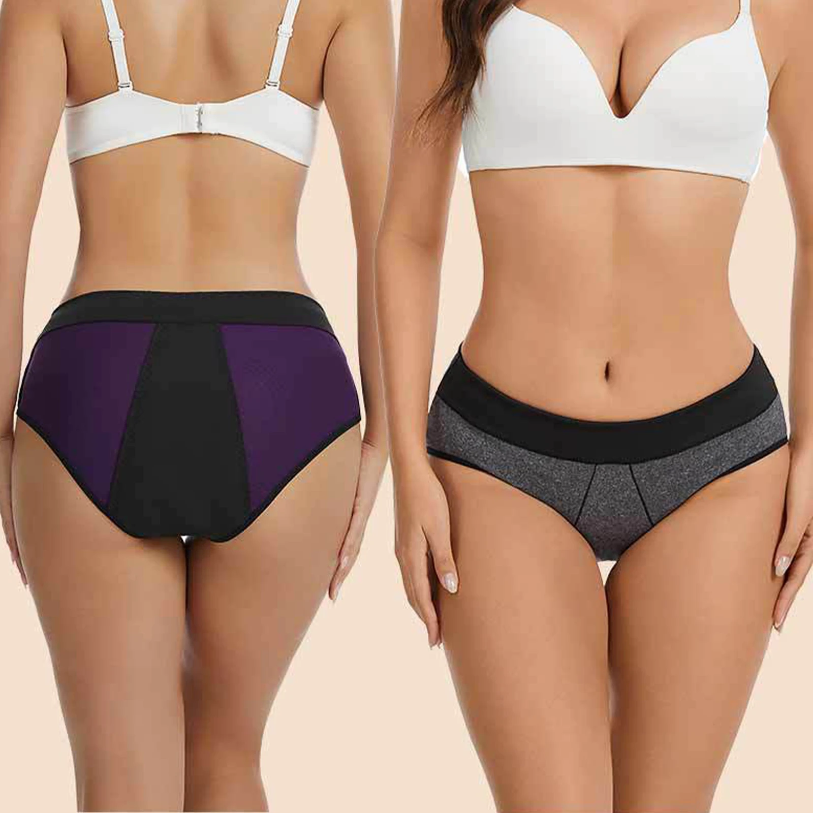Braguitas Menstruales para Mujer, Cintura Media, Elásticas, Transpirables, Control de Abdomen, Ropa Interior para Mujer y Niña, a Prueba de Fugas, Reutilizables