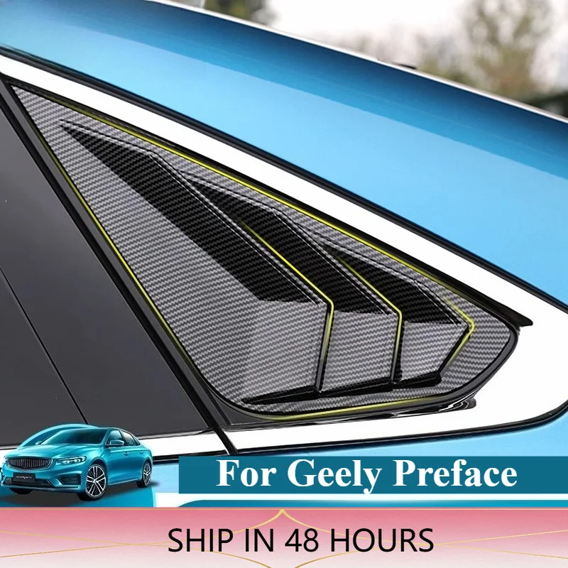 High Quality For Geely Preface Rear Quarter Panel Louvers ABS 3D Triangle Window Appliqu Covers Euro-Style Clip-On