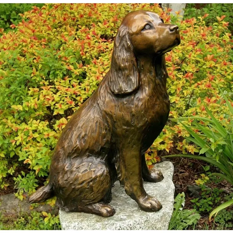 tomb stones Custom Size Bronze Dog Sculpture Memorial, 1:1 Realistic Patina Garden Art Statue by WANGSTONE Art Sculpture
