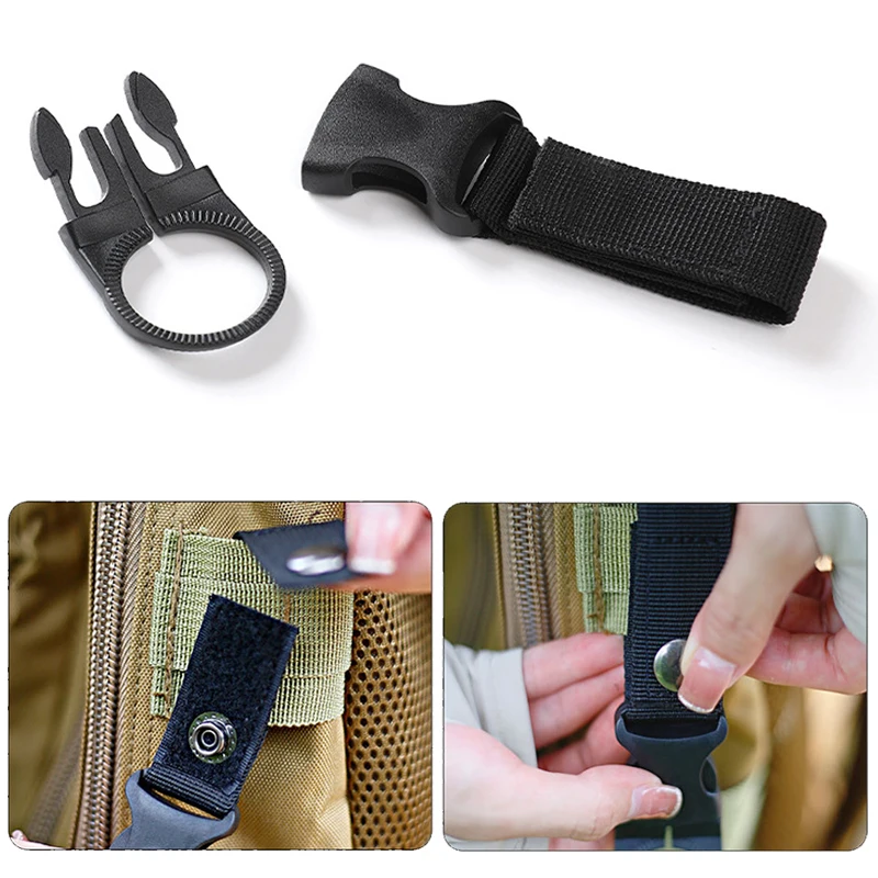 Molle Buckle Water Bottle Carabiner Clip Webbing Strap Attachment Belt Backpack Hanging Keychain for Camping Hiking image 2