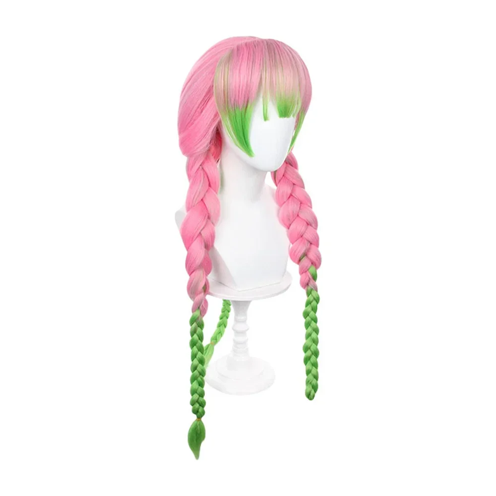 Anime Kimetsu No Yaiba Kanroji Mitsuri Cosplay Wigs Pink Green Gradient Synthetic Hair Party Festival Carnival view 3