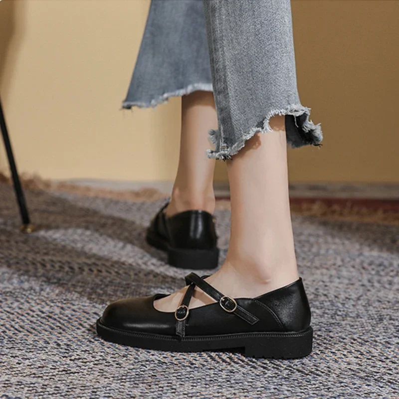 

Women Shoes Mary Jane Soft Leather Shoes New Ladies Loafers Japanese College Style Single Shoes Female British Flat Woman Shoes