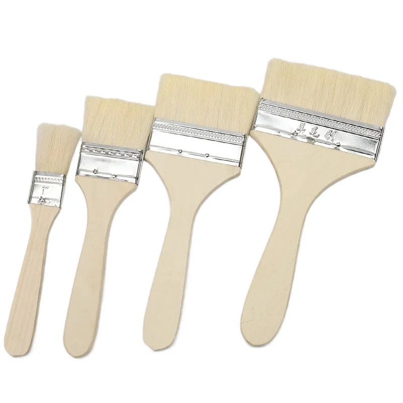 Paint Brush Wooden Handle Wool Material Brush BBQ Brush Paint Application Tool Artist Painting Brushes Set  1/2/4/5 Inch