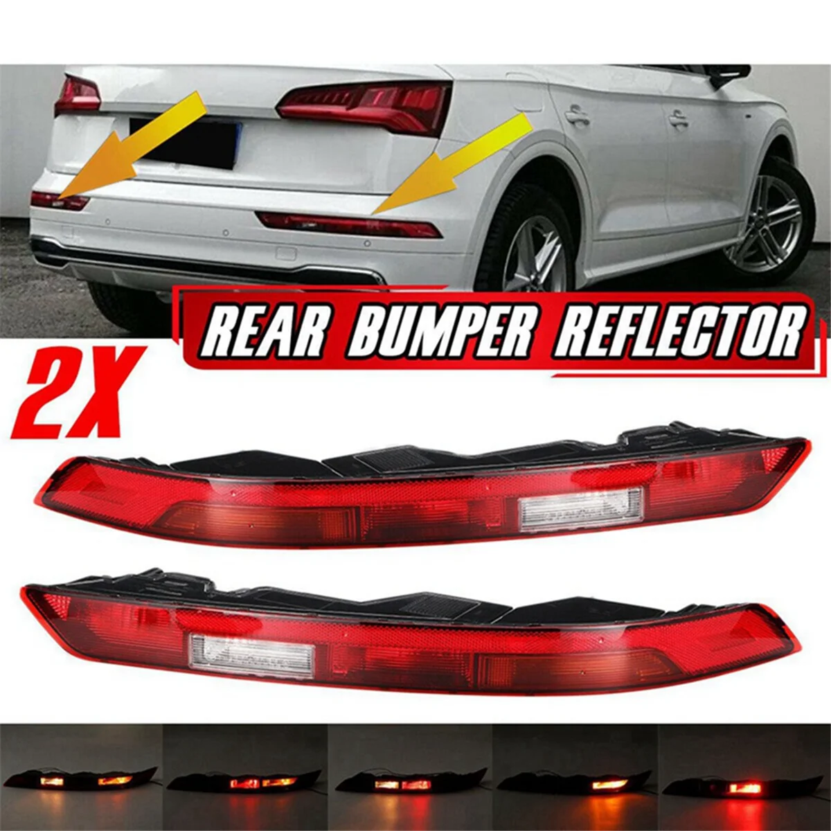 1Pair Rear Bumper Tail Light(LH+RH)Reflector Light Brake Light 80A945069A 80A945070A for   Q5 2018-2021