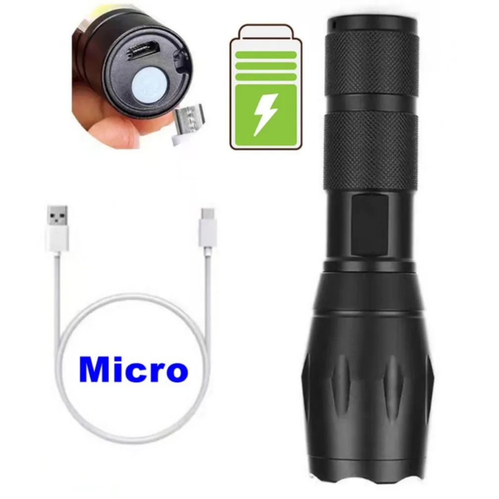 LED Flashlight 800 Lumen Portable Hard Light Flashlights Rechargeable USB 14500 Waterproof Zoom LED Flashlight Outdoor Lighting