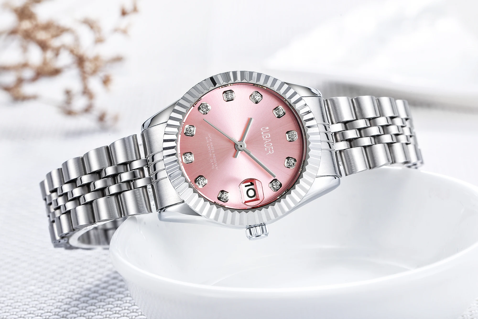 BAOER-Montre de Luxe Élégante et Classique pour Femme, en Acier Inoxydable, à Quartz, Étanche, avec Date